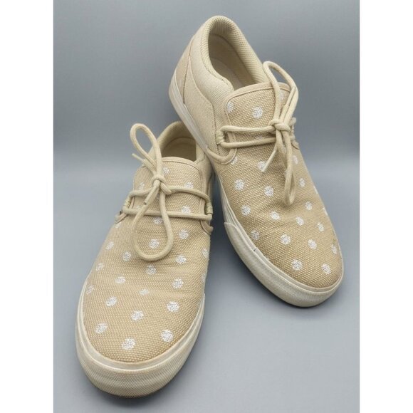 Men's Supra Canvas Tan Skate Sneaker Sz 7 Low Tops Polka Dots - Picture 1 of 13